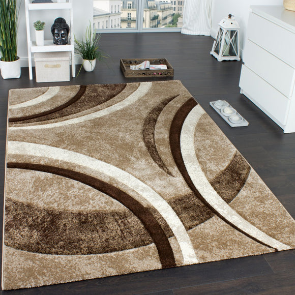 Large Beige Rug Geometric Pattern In Brown Living Room Carpet Small XL Large Mat