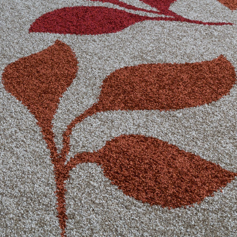 Floral Rug Heavy Woven Beige Terracotta Red Tones Thick Carpet Small Extra Large
