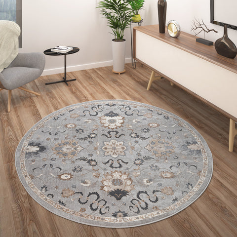 Oriental Rug Large Grey Beige Colours for Living Room Bedroom Carpet Circular