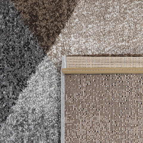 Beige Rug 160x230cm Geometric Diamond Pattern 3D Look Check Living Room Carpet