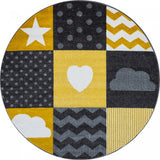 Kids Star Rug Yellow Grey Baby Nursery Play Carpet Childrens Bedroom Floor Mats